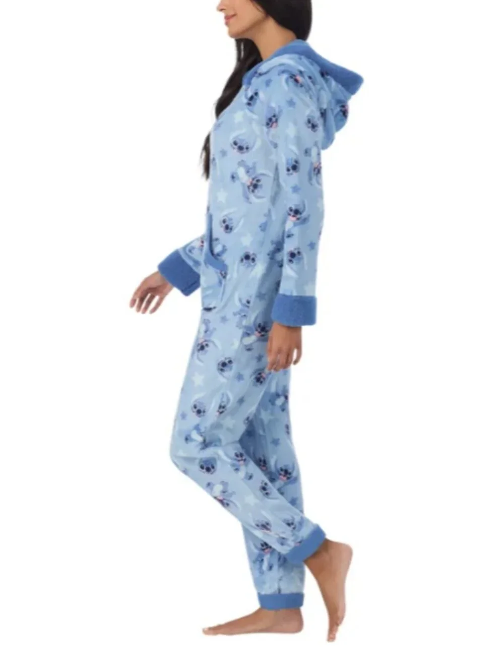 NWT Stitch Adult One-Piece Blue Pajama Size Large - Picture 3 of 10